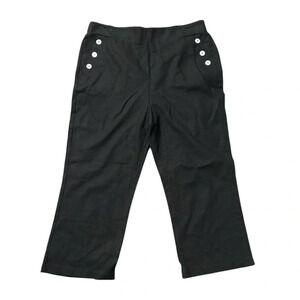 Joie Black Pull On Linen Blend Wide Leg Cropped Pants Size XL